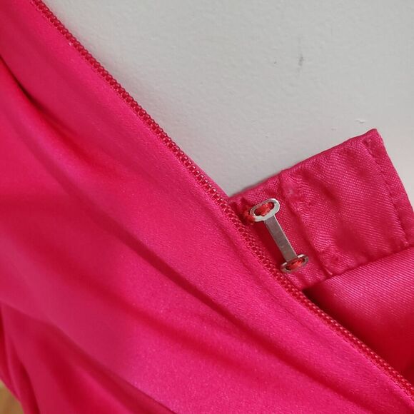 Stephen Yearick Strapless Gown HOT Pink Silk XS 2-4 Tiered Layered Skirt w/Tulle - Picture 9 of 16